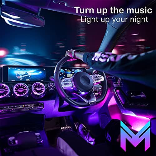 Mega Racer Araç İçi için LED Işıklar - 48 LED RGB Cips 16 Milyondan Fazla Özelleştirilebilir Renk, Müzik Senkronizasyonu ve 27