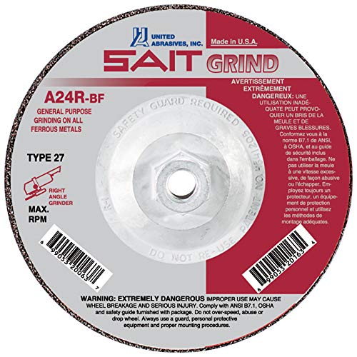 SAIT A24R-BF Aşındırıcı Taşlama Tekerlek 7 inç Tipi 27 Taşlama Diskleri ile 5/8-11 Hub Adet 10