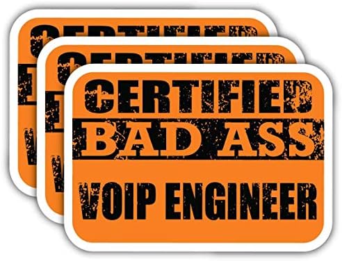(x3) Sertifikalı Bad Ass Voıp Mühendisi Çıkartmalar / Serin Komik Meslek İş Kariyer Hediye Fikri / 3 M Sticker Vinil Çıkartması