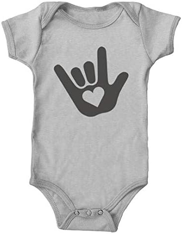 Gövde Şeker ASL Seni Seviyorum İşaret Dili Bebek Bodysuit