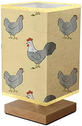 Kısılabilir Başucu Lambası Dikişsiz Paskalya Sevimli Elle Çizilmiş Tavuklar Gülümseyen Doodle Masa Lambaları Ahşap Taban Keten