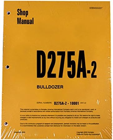 Komatsu Buldozer D275A-2 Atölye Tamir Servisi El Kitabı-İmalatçı Parça Numarası - MPN SEBD000207