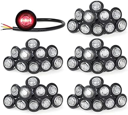 MADCATZ (50 paketi) 3/4 İnç Yuvarlak Şeffaf Lens Kırmızı LED Gümrükleme Side Marker Ampuller Fren Dur ışıklar 3 Diyotlar Süper