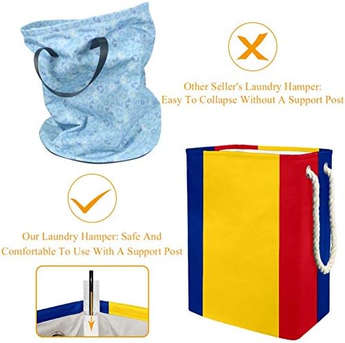 Tek boynuzlu Romanya bayrağı büyük boy çamaşır sepeti katlanabilir depolama sepeti yatak odası bebek kreş için