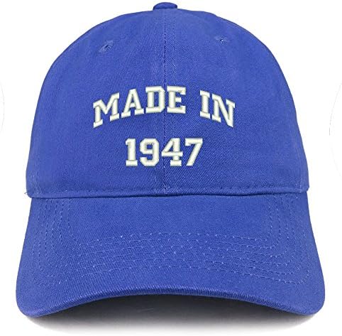 1947'de Yapılan Moda Giyim Mağazası Metin İşlemeli 75. Doğum Günü Fırçalanmış Pamuklu Kap