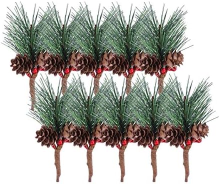 10 pcs Yapay Çam Alır ile Çilek Küçük Yapay Çam Ağacı için Noel Çiçek Düzenlemeleri Çelenkler ve Tatil Süslemeleri