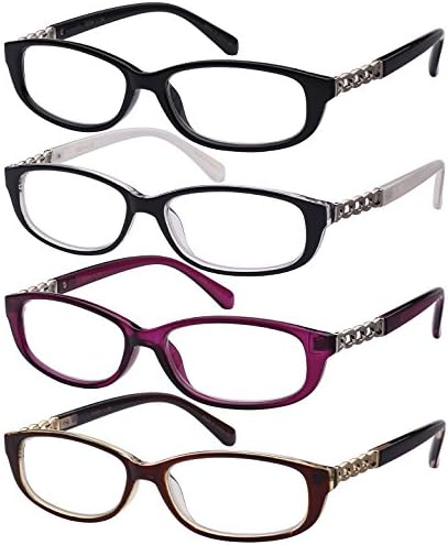Kenar I-Wear kadın Oval Moda Tapınak Zinciri Tasarım Okuma Gözlükleri 32024-+1.25-4 Berrak Kahve