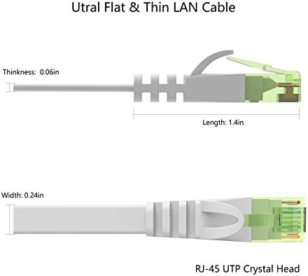 Cat6 Ethernet Kablosu 100ft Düz Beyaz Uzun Internet Ağ LAN Patch Kabloları Katı Kedi 6 Yüksek Hızlı Bilgisayar Tel ile Klipler