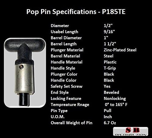 SBD'LER (4'lü Paket) ' POP 'Çekme Pimi 1 Çap x 1-1/2 Uzunluk Çelik Namluya Kaynak | 1/2 Çap Yaylı Çinko Kaplı Çelik Piston |