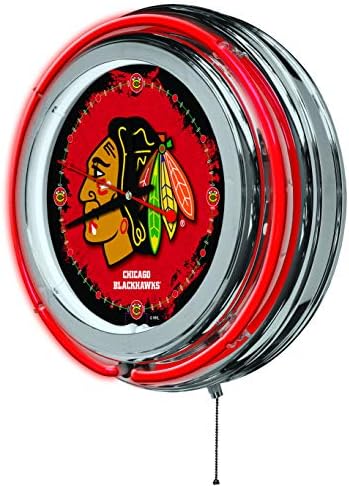 Holland Bar Taburesi A. Ş. Chicago Blackhawks HBS Neon Kırmızı Hokey Akülü Duvar Saati (15)