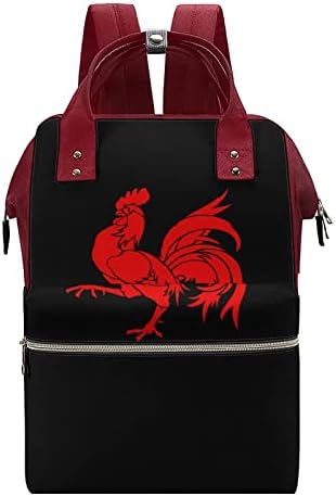 Horoz bayrak kırmızı horoz su geçirmez anne sırt çantası omuz çantası şık Nappy sırt çantası seyahat alışveriş için