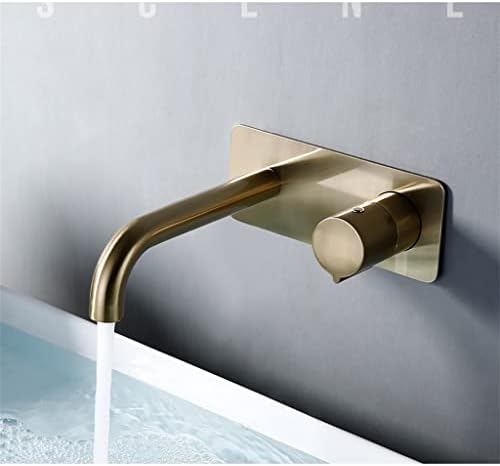 GXSGTT Fırçalanmış Altın 2 Delik Döner KnobHot ve Soğuk Su Pirinç Banyo Lavabo Bataryası Yuvarlak (Renk: A, Boyut