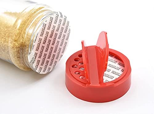 ROYALHOUSE - 12 PAKET - Kırmızı Kapaklı 5.5 Oz - BPA İçermez - Plastik Kavanoz Şişeleri Konteynerler - Baharat, Otlar ve Tozları