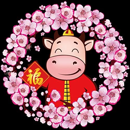 DAWEİF 2021 Çin Yeni Yılı Çıkartmalar Öküz Yıl Bahar Festivali Çıkarılabilir pencere dekorasyonu Çıkartması Duvar Sticker (38x38
