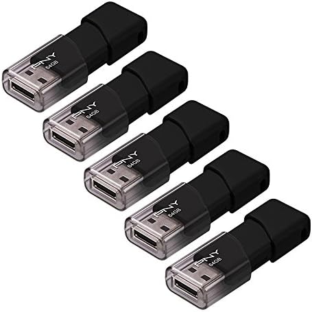 PNY 64GB Attaché 3 USB 2.0 Flash Sürücü, 5'li Paket, Siyah, P-FD64GX5ATT03-MP