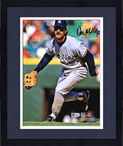 Çerçeveli Don Mattingly New York Yankees İmzalı 8 x 10 Fielding Fotoğrafı - İmzalı MLB Fotoğrafları