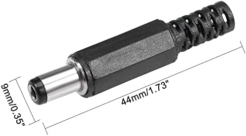 EuısdanAA 10 Adet DC Erkek Konnektör 5.5 mm x 2.5 mm x 9mm Güç Kablosu Jak adaptörü Siyah (Conector macho DC de 10 piezas 5,5