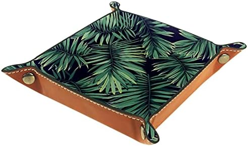 Tropikal Yeşil Yapraklar Bitki Vale Tepsileri Deri Zar Tepsisi Kişiselleştirilmiş masa düzenleyici Takı Anahtar Kozmetik Gözlük