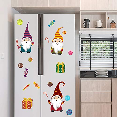 TOARTi Noel Pencere Sticker, sevimli Gnome Duvar Çıkartması, renkli Noel Hediyeleri Şeker Çikolata duvar çıkartmaları Kreş Sınıf
