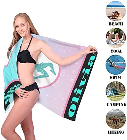 Kişiselleştirilmiş Kız Amigo Pembe Mavi Plaj Havlusu Adı havuz havlusu Seyahat Yüzme için 30x60 inç (Her İki Taraf Baskılı)