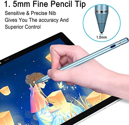 Dokunmatik Ekranlar için Aktif Stylus Kalemler, 1.5 mm İnce Nokta Şarj Edilebilir Dijital Kalem Kapasitif Kalem İnce Nokta Stilist