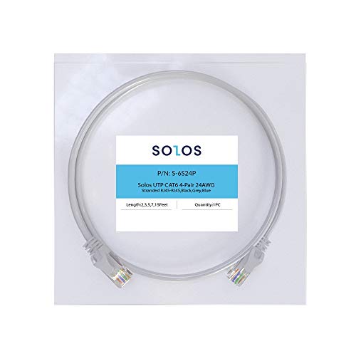 Solos CAT 6 Ethernet Kablosu (15FT) 550MHZ, 10Gbps RJ45 Bilgisayar Ağ Kablosu, Gri