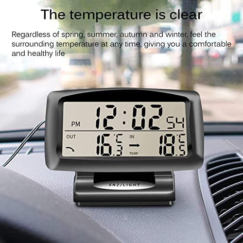 ConpConp Araba İç Dış Termometre, Araba Sıcaklık Saat Elektronik Araba Saat, Dijital Ekran, Arkadan Aydınlatmalı Fonksiyonu ile