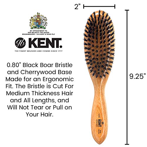 Kent LC22 Kadınlar için En İyi Saç Fırçaları Detangler Cherrywood'dan Yapılmış Kuru Fırça - Orta ve Kalın Saçlar için Domuzu
