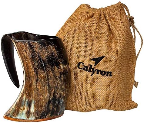 Calyron Hakiki 6 ınç Viking bira kulplu kupa Mead El Yapımı Valhalla Içme Bardağı Boynuz Kupalar Oyun thrones tankard Standı