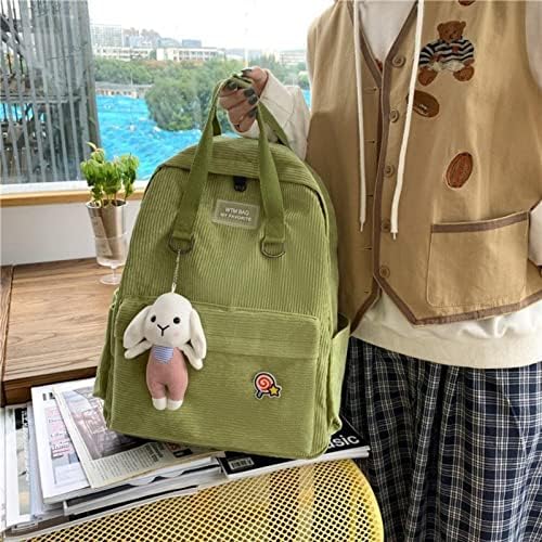 Kızın kalp Kawaii sırt çantası retro kadife sırt çantası karikatür sevimli favori kampüs Sırt Çantası (Yeşil lolipop, Büyük)