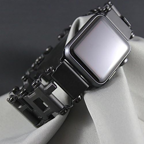 Bağlantı - deri adam sırtı ile uyumlu saat adaptörü-Siyah (Apple watch 44mm/ 42mm, Siyah, sırtı ile uyumlu)