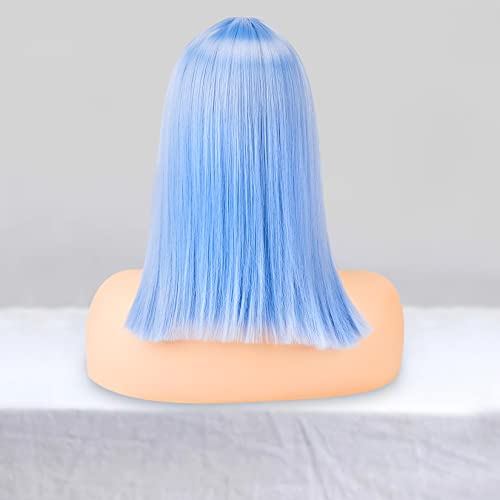 POSISO Mavi Peruk Kadınlar için Tarak ile-14 Mavi Sentetik Düz Saç Bob Peruk Omuz Uzunluğu Moda Bob Peruk Kadınlar için Cosplay