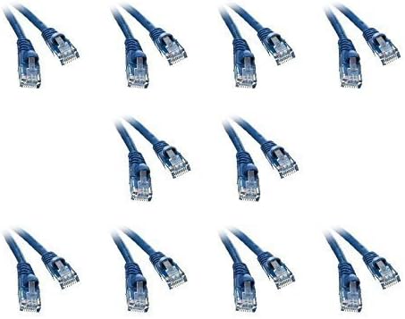 Cat5e Ethernet Yama Kablosu, Takılmayan/Kalıplanmış Önyükleme, 3 Ayaklar, Mavi, 10 Parça (ED740054)