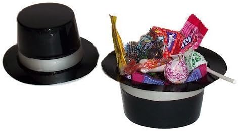 Mini Silindir Şapkalar - 12 Plastik Siyah Şapka Seti-El Sanatları Malzemeleri ve Parti Dekor Centerpieces-Parti Malzemeleri