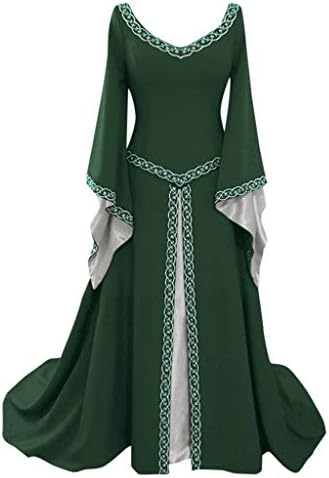Ortaçağ Elbise, Fortery Rönesans İrlandalı Elbise Kadınlar için Artı Boyutu Uzun Elbiseler Dantel up Kostümleri Retro Elbisesi