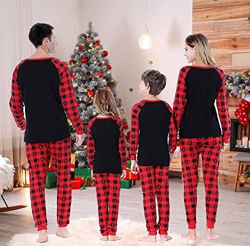 Tkrıa Eşleşen aile pijamaları Noel Geyik Pijama Pamuk Tatil Pjs Seti