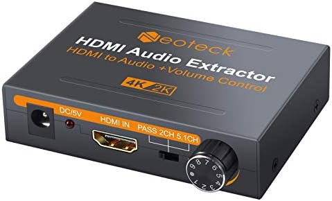 Neoteck 4 K HDMI Ses Çıkarıcı Ses Düğmesi, HDMI Optik Spdıf Toslink + R/L(RCA) + 3.5 mm Stereo Ses Dönüştürücü Blu-ray DVD Oynatıcı