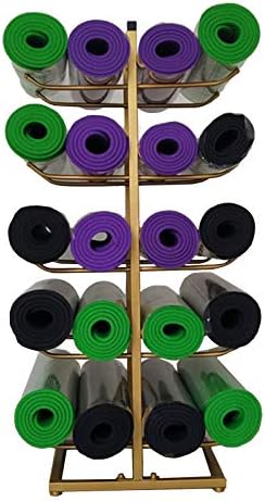 5-Katmanlı Yoga Mat Depolama Raf Köpük Rulo Tutucu, Büyük Metal Organizatör Standı için Yoga Stüdyosu / Ticari Spor Salonu, Yerden