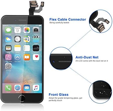 FFtopu iPhone 6 Ekran Değiştirme Siyah, LCD Dokunmatik Ekran Digitizer Meclisi ile Ev Düğmesi, ön Bakan Kamera Yakınlık Sensörü,