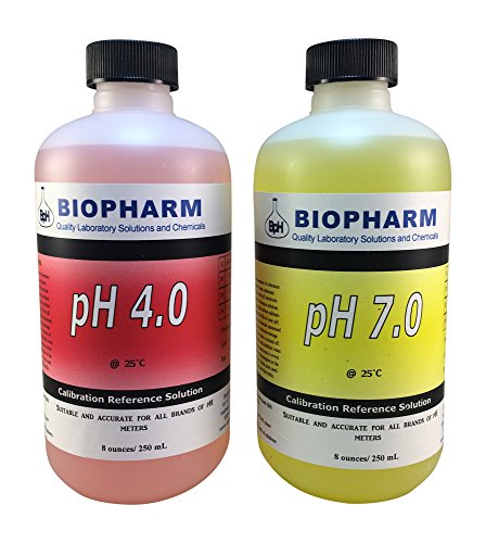 Biopharm pH Tampon Kalibrasyon Seti 2'li Paket | Her Biri 8 oz (250 mL) Şişe | pH 4.0 ve pH 7.0 / Renk Kodlu