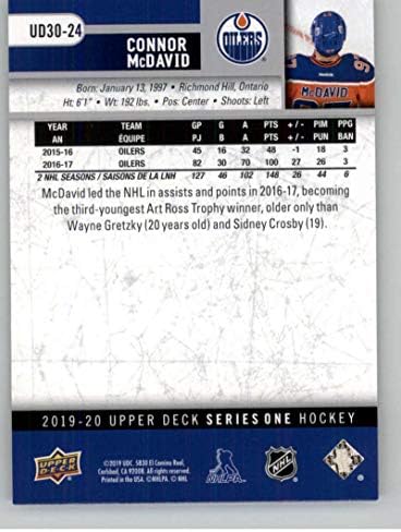2019-20 Üst Güverte 30 Yıllık Üst Güverte Hokeyi UD30-24 Connor McDavid Edmonton Oilers ud'den Resmi NHL Ticaret Kartı