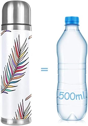 Lılıbeely 17 oz Vakum Yalıtımlı Paslanmaz Çelik Su Şişesi Spor Kahve Seyahat Kupa Flask Hakiki Deri Sarılmış BPA Ücretsiz, tropikal