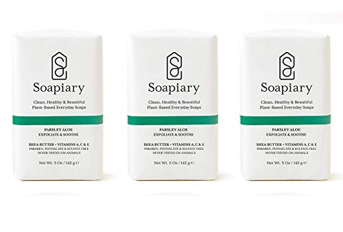 Sabunluk Lüks Üçlü Öğütülmüş 5 oz Sabun Bar-Doğal Vegan Bitki Bazlı Hipoalerjenik Banyo Sabunları - Maydanoz Aloe, 3 Paket