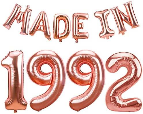 1992 Yılında yapılan Balonlar 30th Doğum Günü Partisi Süslemeleri-Mutlu 30th Doğum Günü Balonlar Afiş Malzemeleri Onun için-Gül