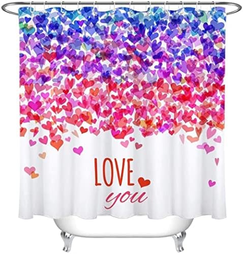 Vainbutry sevgililer Günü Duş Perde Dekor Romantik Gökkuşağı Renk Kalp Şeklinde Duş Perde Kumaş Kumaş Banyo Perdeleri 180x180