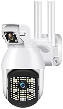 Beyaz 1080P Ev Güvenlik Kamerası Açık Kablosuz WiFi Pan Tilt 355° Hareket Algılama ve Sirenli Spot Işığı, Renkli Gece Görüşü