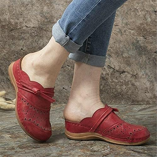 Kadın Dantel-up Kapalı Toe Terlik Rahat Düz Renk Kama Terlik Sandalet Eğlence Yaz Ev Ayakkabı Üzerinde Kayma