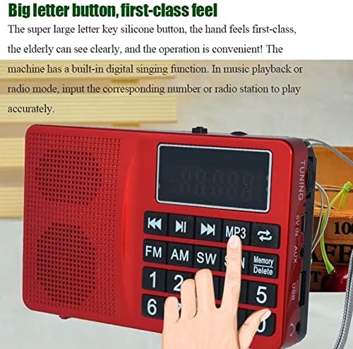 GOUCER Taşınabilir AM FM Radyo Hoparlör ve SD Kart Çalar, Kulaklık Soketli MP3 Çalar, Küçük Radyo Ultra Uzun Anten Radyo Çok