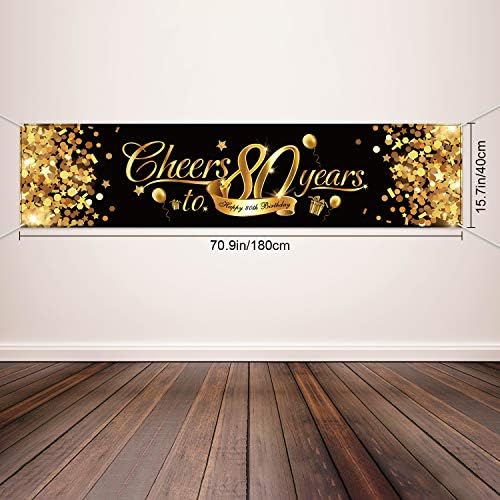 Mutlu Doğum Günü Afiş Işareti Altın Glitter Parti Dekorasyon Malzemeleri Yıldönümü Kutlama Zemin (Şerefe 80 Years-80th Doğum