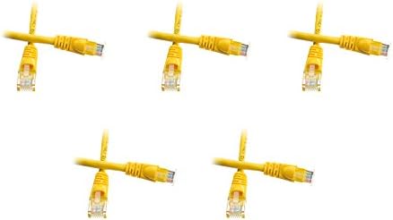 Cat6a 5 Ayaklı 500 MHz Snagless / Kalıplı Önyükleme Ethernet Yama Kablosu, 5'li Paket, Sarı (CNE60504)